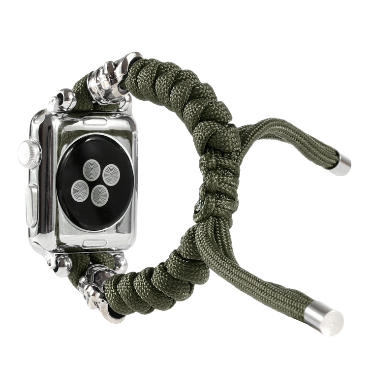 Skull Umbrella Cord Braided Watch Band For Apple Watch Series 9&8&7 41mm / SE 3&SE 2&6&SE&5&4 40mm / 3&2&1 38mm(Dark Green) by bashfashion
