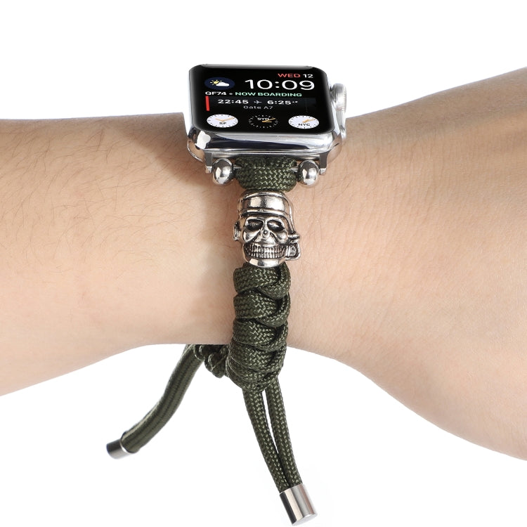 Skull Umbrella Cord Braided Watch Band For Apple Watch Series 9&8&7 41mm / SE 3&SE 2&6&SE&5&4 40mm / 3&2&1 38mm(Dark Green) by bashfashion