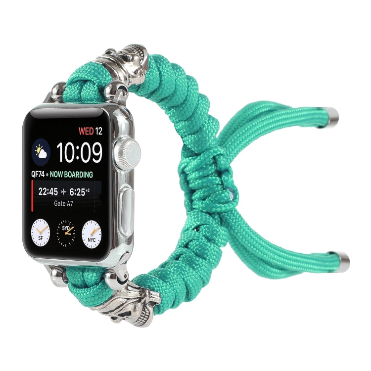Skull Umbrella Cord Braided Watch Band For Apple Watch Series 9&8&7 41mm / SE 3&SE 2&6&SE&5&4 40mm / 3&2&1 38mm(Mint Green) by bashfashion