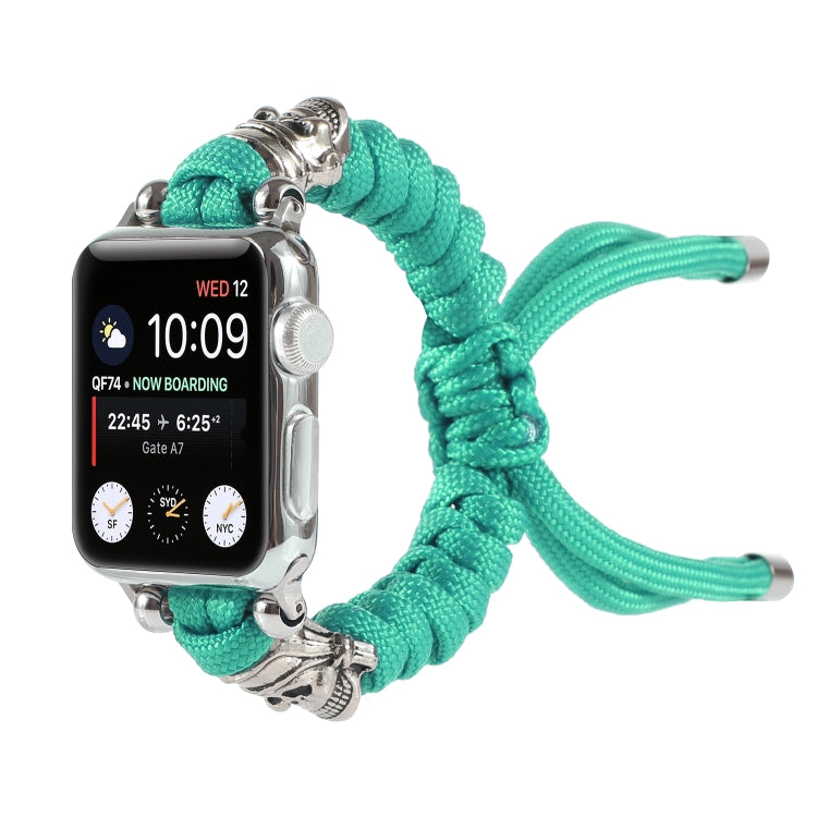 Skull Umbrella Cord Braided Watch Band For Apple Watch Series 9&8&7 41mm / SE 3&SE 2&6&SE&5&4 40mm / 3&2&1 38mm(Mint Green) by bashfashion