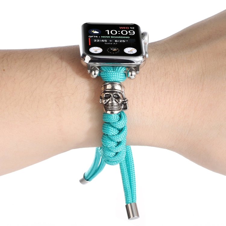 Skull Umbrella Cord Braided Watch Band For Apple Watch Series 9&8&7 41mm / SE 3&SE 2&6&SE&5&4 40mm / 3&2&1 38mm(Mint Green) by bashfashion