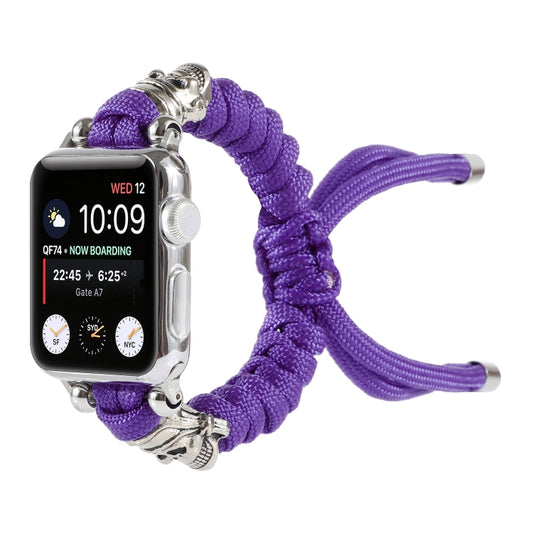 Skull Umbrella Cord Braided Watch Band For Apple Watch Series 9&8&7 41mm / SE 3&SE 2&6&SE&5&4 40mm / 3&2&1 38mm(Purple) by bashfashion