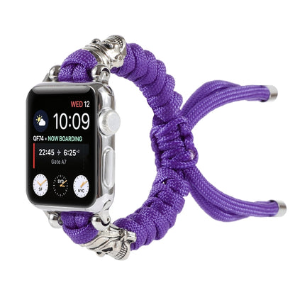 Skull Umbrella Cord Braided Watch Band For Apple Watch Series 9&8&7 41mm / SE 3&SE 2&6&SE&5&4 40mm / 3&2&1 38mm(Purple) by bashfashion