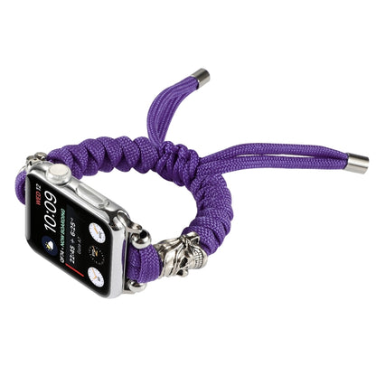 Skull Umbrella Cord Braided Watch Band For Apple Watch Series 9&8&7 41mm / SE 3&SE 2&6&SE&5&4 40mm / 3&2&1 38mm(Purple) by bashfashion
