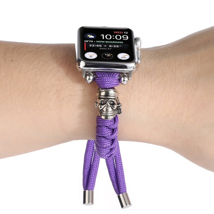 Skull Umbrella Cord Braided Watch Band For Apple Watch Series 9&8&7 41mm / SE 3&SE 2&6&SE&5&4 40mm / 3&2&1 38mm(Purple) by bashfashion
