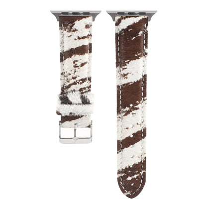 Horsehair Fluffy Leopard Print Leather Watch Band For Apple Watch Ultra 49mm&Watch Ultra 2 49mm / Series 9&8&7 45mm / SE 3&SE 2&6&SE&5&4 44mm / 3&2&1 42mm(1) by bashfashion