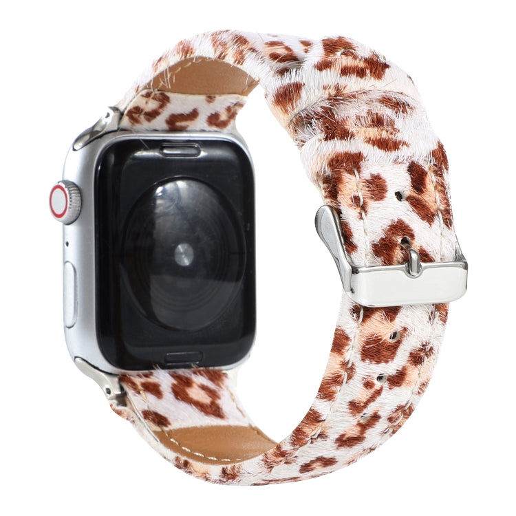 Horsehair Fluffy Leopard Print Leather Watch Band For Apple Watch Ultra 49mm&Watch Ultra 2 49mm / Series 9&8&7 45mm / SE 3&SE 2&6&SE&5&4 44mm / 3&2&1 42mm(2) by bashfashion
