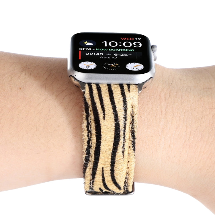 Horsehair Fluffy Leopard Print Leather Watch Band For Apple Watch Ultra 49mm&Watch Ultra 2 49mm / Series 9&8&7 45mm / SE 3&SE 2&6&SE&5&4 44mm / 3&2&1 42mm(4) by bashfashion