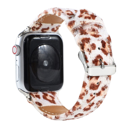 Horsehair Fluffy Leopard Print Leather Watch Band For Apple Watch Series 9&8&7 41mm / SE 3&SE 2&6&SE&5&4 40mm / 3&2&1 38mm(2) by bashfashion