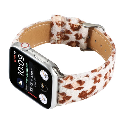 Horsehair Fluffy Leopard Print Leather Watch Band For Apple Watch Series 9&8&7 41mm / SE 3&SE 2&6&SE&5&4 40mm / 3&2&1 38mm(2) by bashfashion