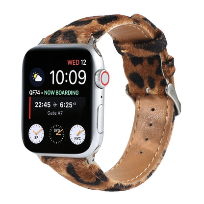 Horsehair Fluffy Leopard Print Leather Watch Band For Apple Watch Series 7 41mm / 6 & SE & 5 & 4 40mm / 3 & 2 & 1 38mm(3) by bashfashion