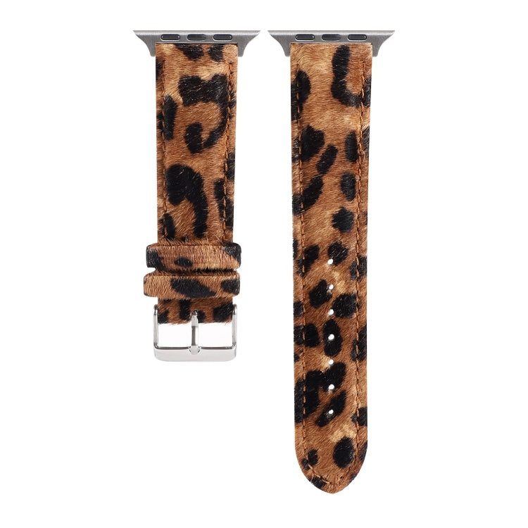 Horsehair Fluffy Leopard Print Leather Watch Band For Apple Watch Series 7 41mm / 6 & SE & 5 & 4 40mm / 3 & 2 & 1 38mm(3) by bashfashion