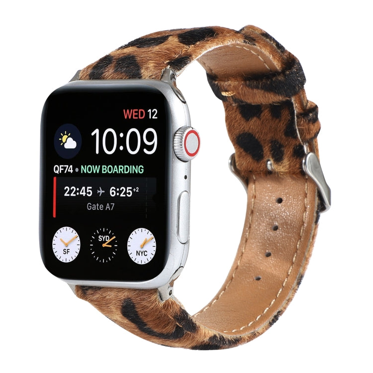 Horsehair Fluffy Leopard Print Leather Watch Band For Apple Watch Series 7 41mm / 6 & SE & 5 & 4 40mm / 3 & 2 & 1 38mm(3) by bashfashion