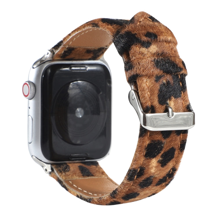 Horsehair Fluffy Leopard Print Leather Watch Band For Apple Watch Series 7 41mm / 6 & SE & 5 & 4 40mm / 3 & 2 & 1 38mm(3) by bashfashion