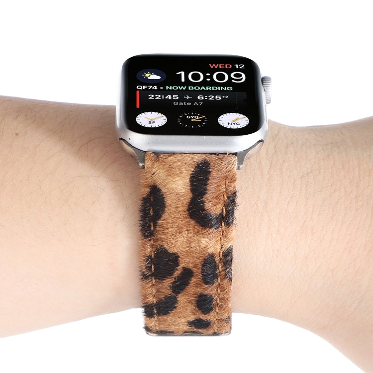 Horsehair Fluffy Leopard Print Leather Watch Band For Apple Watch Series 7 41mm / 6 & SE & 5 & 4 40mm / 3 & 2 & 1 38mm(3) by bashfashion