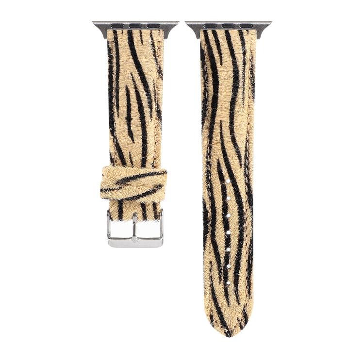 Horsehair Fluffy Leopard Print Leather Watch Band For Apple Watch Series 9&8&7 41mm / SE 3&SE 2&6&SE&5&4 40mm / 3&2&1 38mm(4) by bashfashion