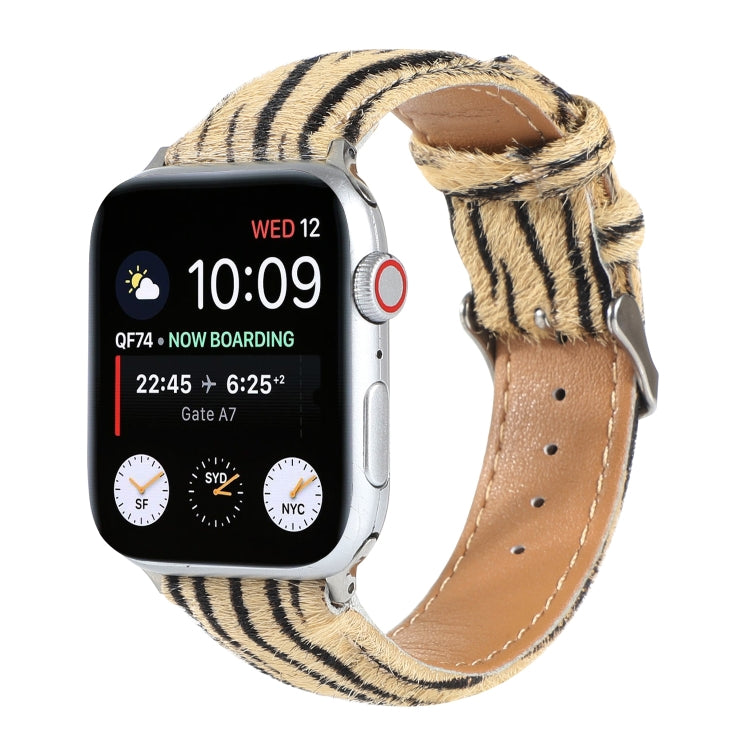 Horsehair Fluffy Leopard Print Leather Watch Band For Apple Watch Series 9&8&7 41mm / SE 3&SE 2&6&SE&5&4 40mm / 3&2&1 38mm(4) by bashfashion