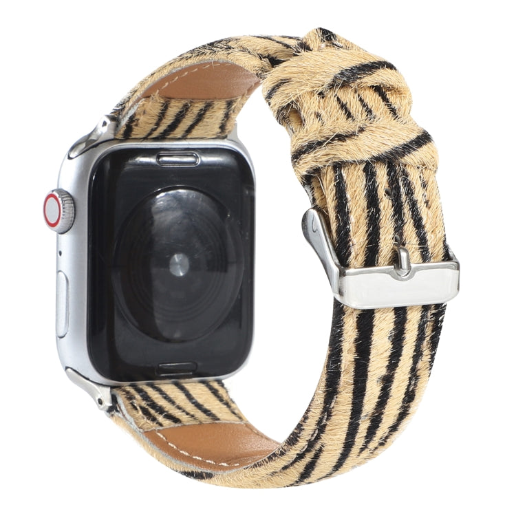 Horsehair Fluffy Leopard Print Leather Watch Band For Apple Watch Series 9&8&7 41mm / SE 3&SE 2&6&SE&5&4 40mm / 3&2&1 38mm(4) by bashfashion