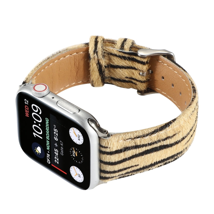 Horsehair Fluffy Leopard Print Leather Watch Band For Apple Watch Series 9&8&7 41mm / SE 3&SE 2&6&SE&5&4 40mm / 3&2&1 38mm(4) by bashfashion