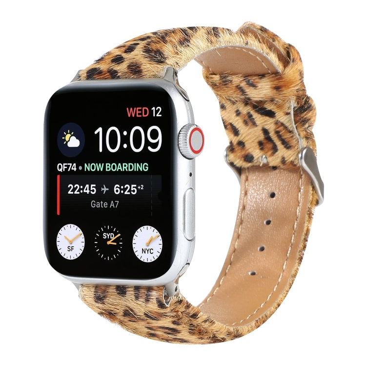 Horsehair Fluffy Leopard Print Leather Watch Band For Apple Watch Series 7 41mm / 6 & SE & 5 & 4 40mm / 3 & 2 & 1 38mm(5) by bashfashion