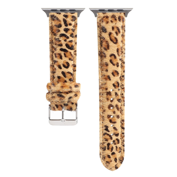 Horsehair Fluffy Leopard Print Leather Watch Band For Apple Watch Series 7 41mm / 6 & SE & 5 & 4 40mm / 3 & 2 & 1 38mm(5) by bashfashion