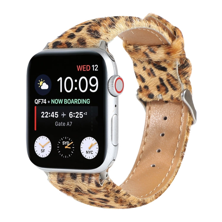 Horsehair Fluffy Leopard Print Leather Watch Band For Apple Watch Series 7 41mm / 6 & SE & 5 & 4 40mm / 3 & 2 & 1 38mm(5) by bashfashion