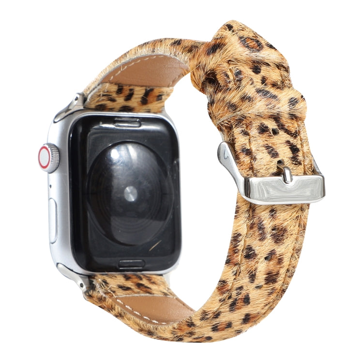 Horsehair Fluffy Leopard Print Leather Watch Band For Apple Watch Series 7 41mm / 6 & SE & 5 & 4 40mm / 3 & 2 & 1 38mm(5) by bashfashion