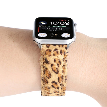 Horsehair Fluffy Leopard Print Leather Watch Band For Apple Watch Series 7 41mm / 6 & SE & 5 & 4 40mm / 3 & 2 & 1 38mm(5) by bashfashion