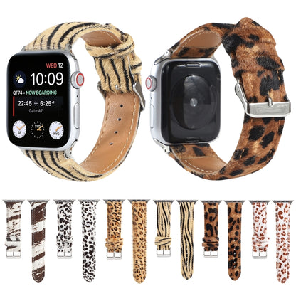 Horsehair Fluffy Leopard Print Leather Watch Band For Apple Watch Series 7 41mm / 6 & SE & 5 & 4 40mm / 3 & 2 & 1 38mm(3) by bashfashion