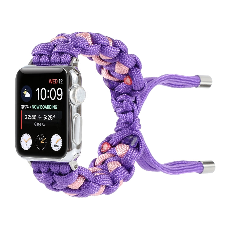 Braided Umbrella Cord Watch Band For Apple Watch Ultra 49mm&Watch Ultra 2 49mm / Series 9&8&7 45mm / SE 3&SE 2&6&SE&5&4 44mm / 3&2&1 42mm(Purple) by bashfashion