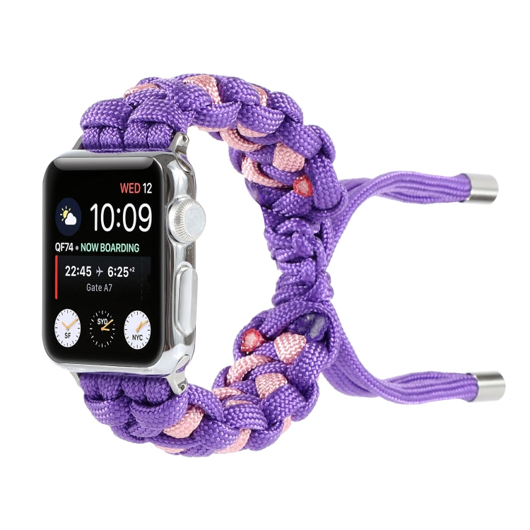 Braided Umbrella Cord Watch Band For Apple Watch Ultra 49mm&Watch Ultra 2 49mm / Series 9&8&7 45mm / SE 3&SE 2&6&SE&5&4 44mm / 3&2&1 42mm(Purple) by bashfashion