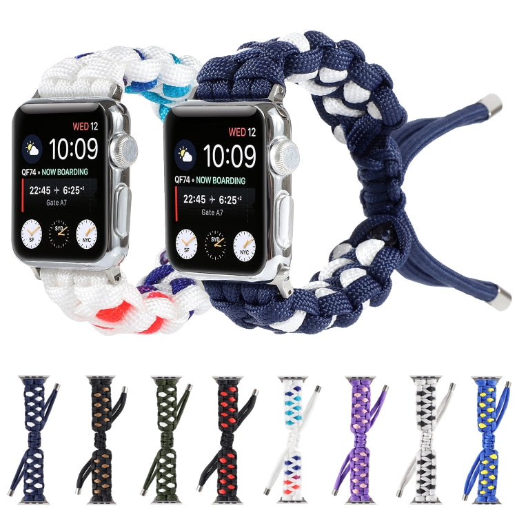 Braided Umbrella Cord Watch Band For Apple Watch Ultra 49mm&Watch Ultra 2 49mm / Series 9&8&7 45mm / SE 3&SE 2&6&SE&5&4 44mm / 3&2&1 42mm(Blue) by bashfashion