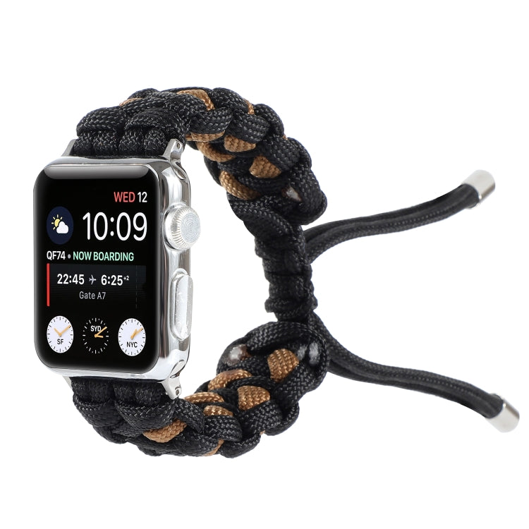Braided Umbrella Cord Watch Band For Apple Watch Series 9&8&7 41mm / SE 3&SE 2&6&SE&5&4 40mm / 3&2&1 38mm(Black) by bashfashion