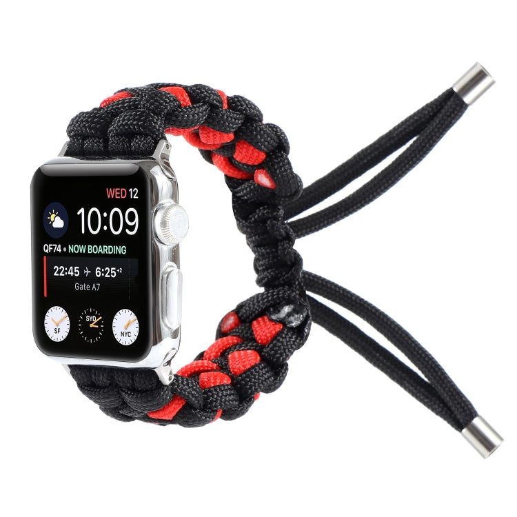 Braided Umbrella Cord Watch Band For Apple Watch Series 9&8&7 41mm / SE 3&SE 2&6&SE&5&4 40mm / 3&2&1 38mm(Black Red) by bashfashion