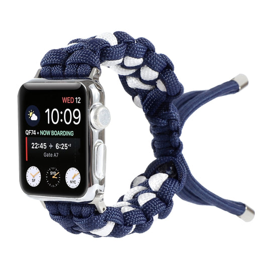 Braided Umbrella Cord Watch Band For Apple Watch Series 9&8&7 41mm / SE 3&SE 2&6&SE&5&4 40mm / 3&2&1 38mm(Dark Blue) by bashfashion