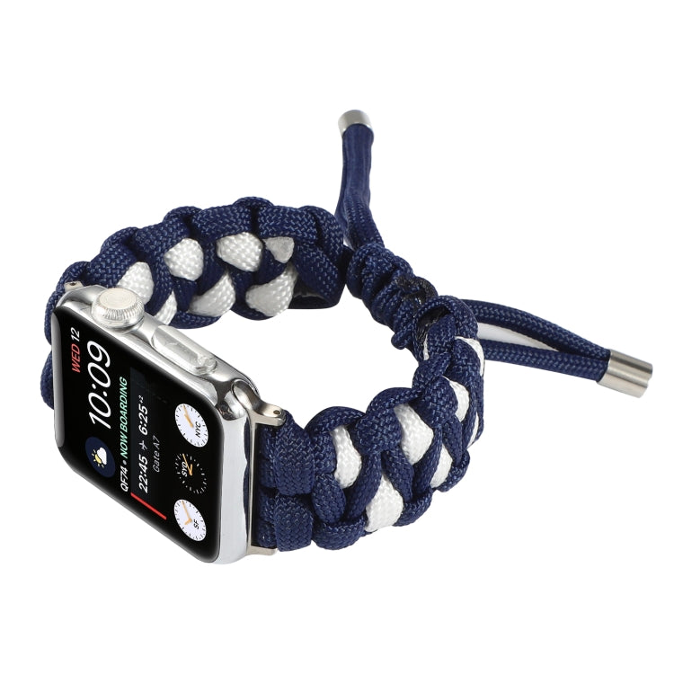 Braided Umbrella Cord Watch Band For Apple Watch Series 9&8&7 41mm / SE 3&SE 2&6&SE&5&4 40mm / 3&2&1 38mm(Dark Blue) by bashfashion