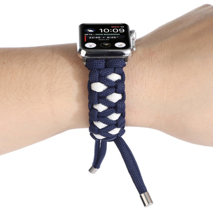Braided Umbrella Cord Watch Band For Apple Watch Series 9&8&7 41mm / SE 3&SE 2&6&SE&5&4 40mm / 3&2&1 38mm(Dark Blue) by bashfashion