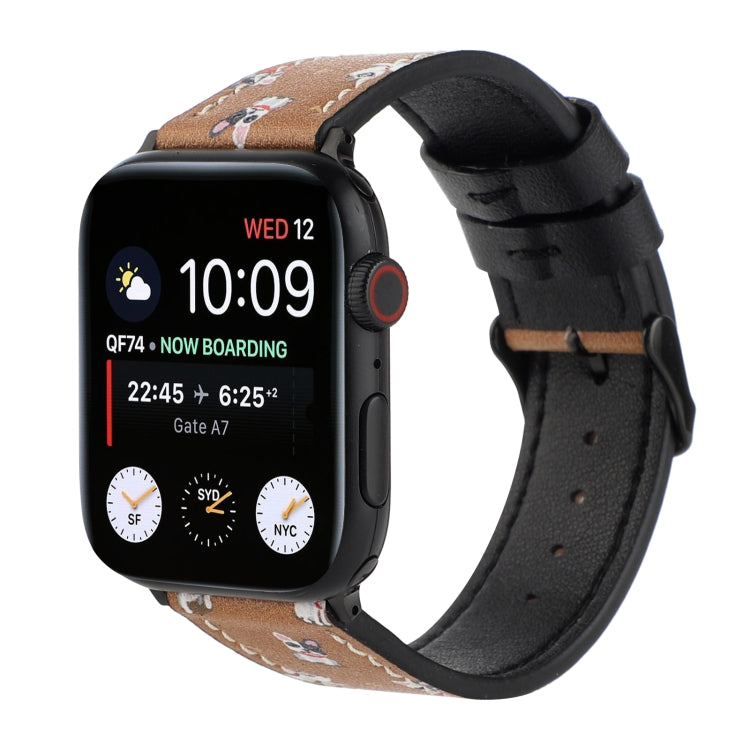 Printed Leather Watch Band For Apple Watch Series 7 45mm / 6 & SE & 5 & 4 44mm / 3 & 2 & 1 42mm(B) by bashfashion