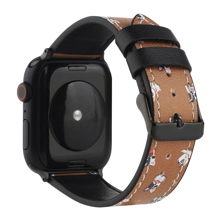 Printed Leather Watch Band For Apple Watch Series 7 45mm / 6 & SE & 5 & 4 44mm / 3 & 2 & 1 42mm(B) by bashfashion