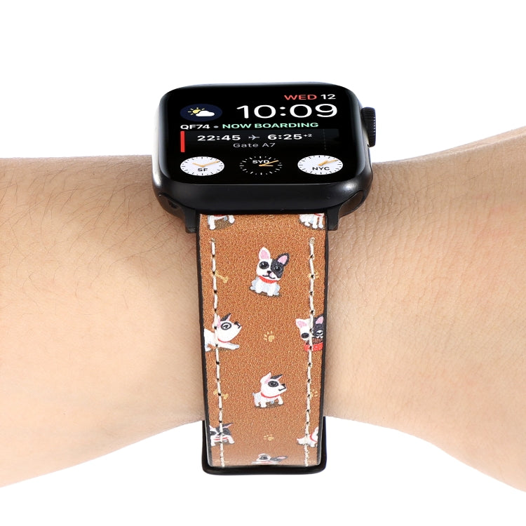 Printed Leather Watch Band For Apple Watch Series 7 45mm / 6 & SE & 5 & 4 44mm / 3 & 2 & 1 42mm(B) by bashfashion