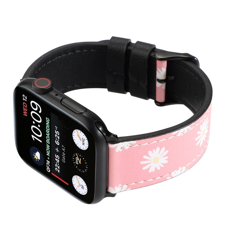 Printed Leather Watch Band For Apple Watch Series 7 45mm / 6 & SE & 5 & 4 44mm / 3 & 2 & 1 42mm(C) by bashfashion