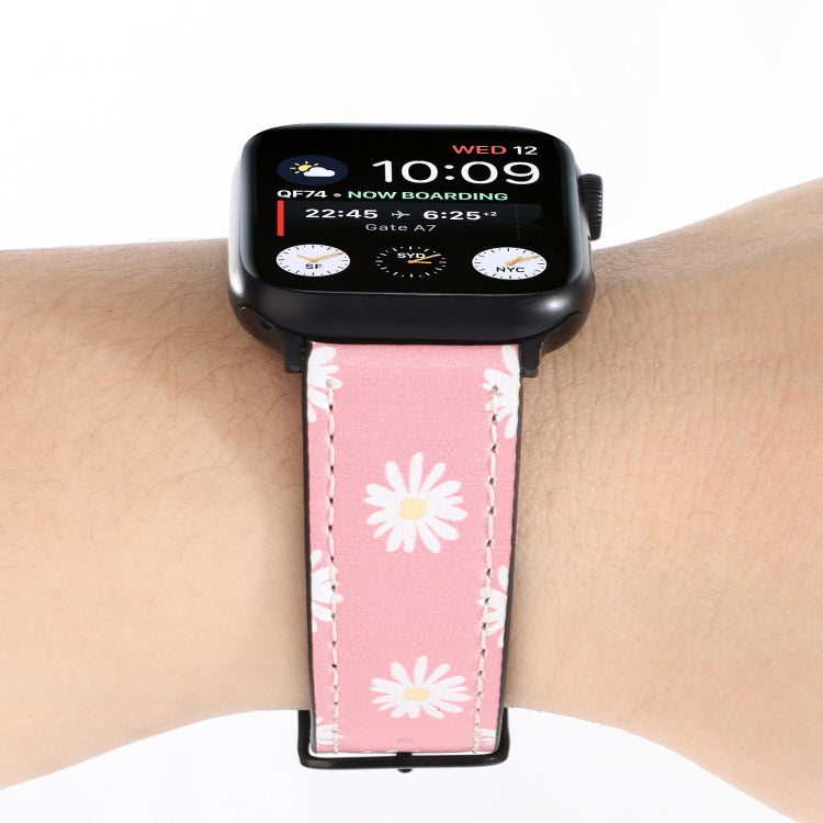 Printed Leather Watch Band For Apple Watch Series 7 45mm / 6 & SE & 5 & 4 44mm / 3 & 2 & 1 42mm(C) by bashfashion