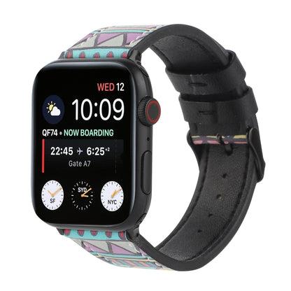 Printed Leather Watch Band For Apple Watch Series 7 45mm / 6 & SE & 5 & 4 44mm / 3 & 2 & 1 42mm(E) by bashfashion