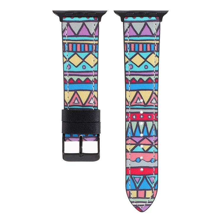 Printed Leather Watch Band For Apple Watch Series 7 45mm / 6 & SE & 5 & 4 44mm / 3 & 2 & 1 42mm(E) by bashfashion