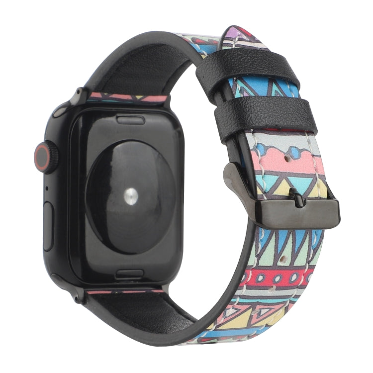 Printed Leather Watch Band For Apple Watch Series 7 45mm / 6 & SE & 5 & 4 44mm / 3 & 2 & 1 42mm(E) by bashfashion
