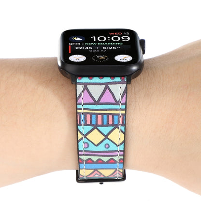 Printed Leather Watch Band For Apple Watch Series 7 45mm / 6 & SE & 5 & 4 44mm / 3 & 2 & 1 42mm(E) by bashfashion