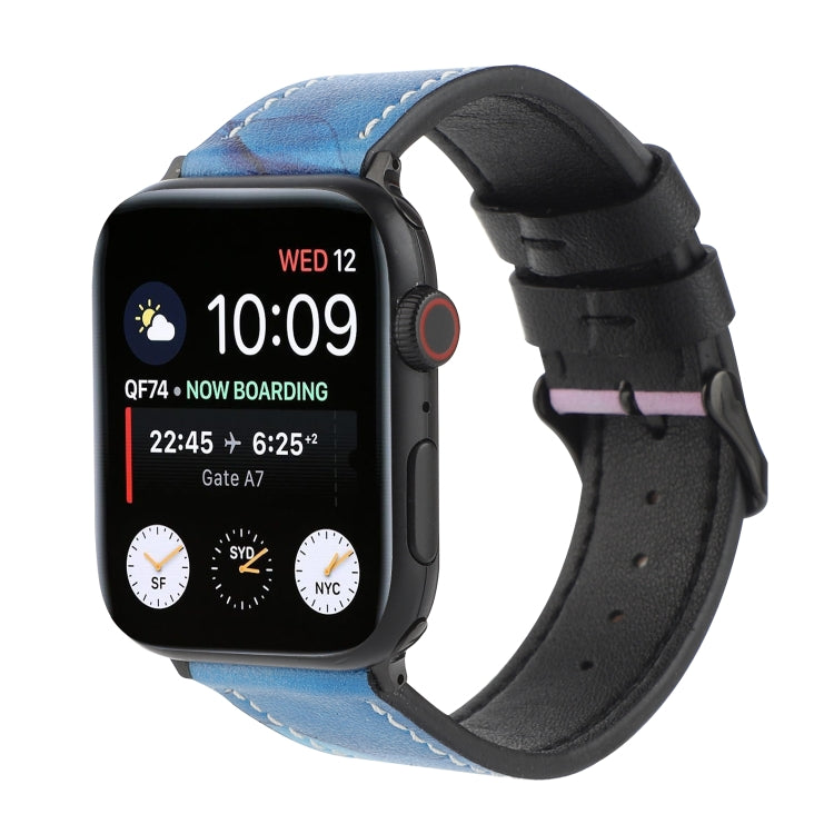 Printed Leather Watch Band For Apple Watch Series 7 45mm / 6 & SE & 5 & 4 44mm / 3 & 2 & 1 42mm(I) by bashfashion