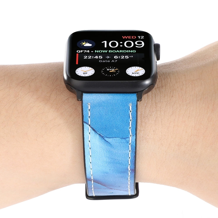 Printed Leather Watch Band For Apple Watch Series 7 45mm / 6 & SE & 5 & 4 44mm / 3 & 2 & 1 42mm(I) by bashfashion