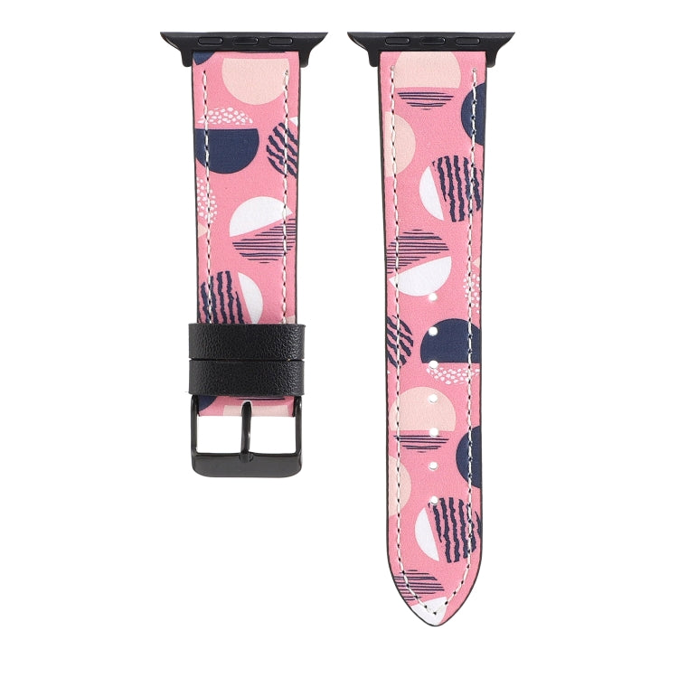 Printed Leather Watch Band For Apple Watch Series 7 45mm / 6 & SE & 5 & 4 44mm / 3 & 2 & 1 42mm(M) by bashfashion