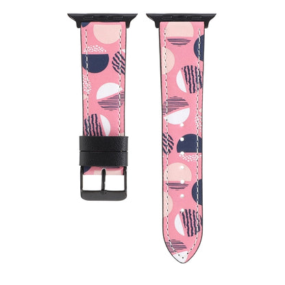 Printed Leather Watch Band For Apple Watch Series 7 45mm / 6 & SE & 5 & 4 44mm / 3 & 2 & 1 42mm(M) by bashfashion